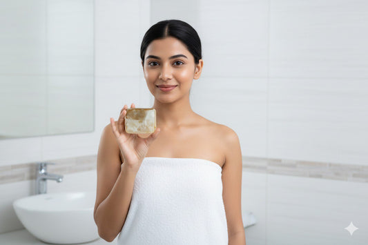 Ghar Soaps Sandalwood & Saffron Magic Soaps For Bath (100 Gms Pack Of 4) | Paraben Free | Chandan & Kesar Bath Soap | Handmade Soaps For Glowing | Skin Brightening Soap For Men & Women