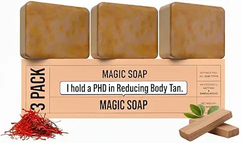 Sandalwood & Saffron Magic Soaps For Bath| Paraben Free | Chandan & Kesar Bath Soap | Handmade Soaps For Glowing | Skin Brightening Soap For Men & Women