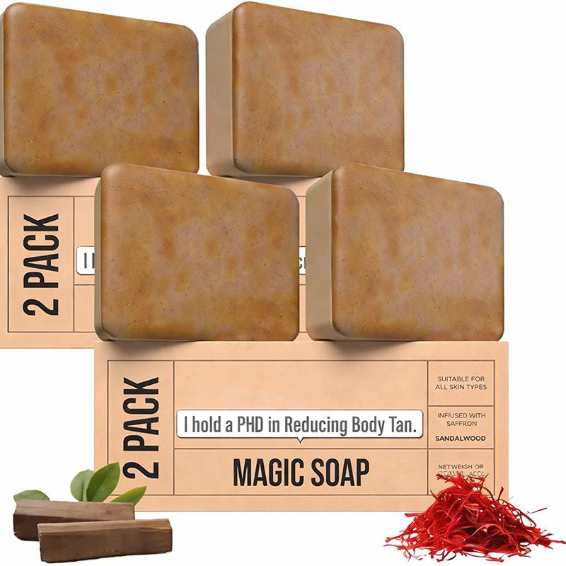 Ghar Soaps Sandalwood & Saffron Magic Soaps For Bath (100 Gms Pack Of 4) | Paraben Free | Chandan & Kesar Bath Soap | Handmade Soaps For Glowing | Skin Brightening Soap For Men & Women