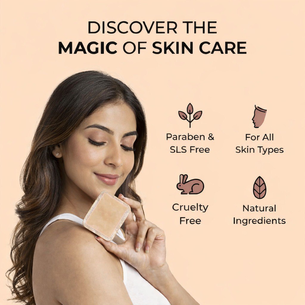 Ghar Soaps Sandalwood & Saffron Magic Soaps For Bath (100 Gms Pack Of 4) | Paraben Free | Chandan & Kesar Bath Soap | Handmade Soaps For Glowing | Skin Brightening Soap For Men & Women