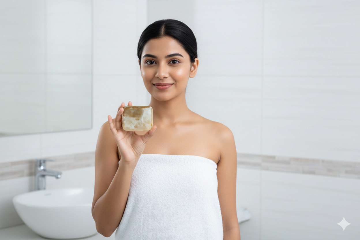 Ghar Soaps Sandalwood & Saffron Magic Soaps For Bath (100 Gms Pack Of 4) | Paraben Free | Chandan & Kesar Bath Soap | Handmade Soaps For Glowing | Skin Brightening Soap For Men & Women